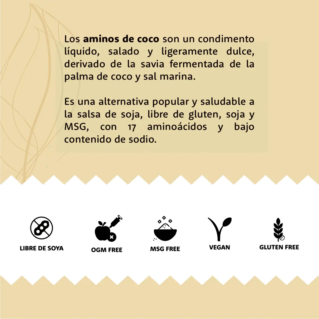 Sustituto de Salsa de Soya Bajo en Sodio Holiblend Aminos de Coco Sin Gluten (Paquete de 2 de 296ml)