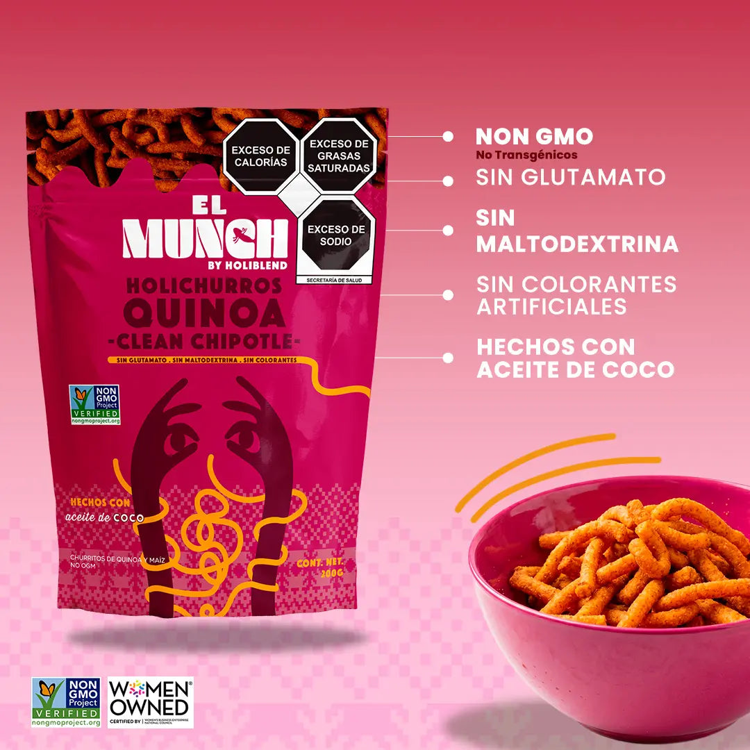 Churritos de Quinoa Horneados Holiblend Clean Chipotle Hechos con Aceite de Coco (200g)