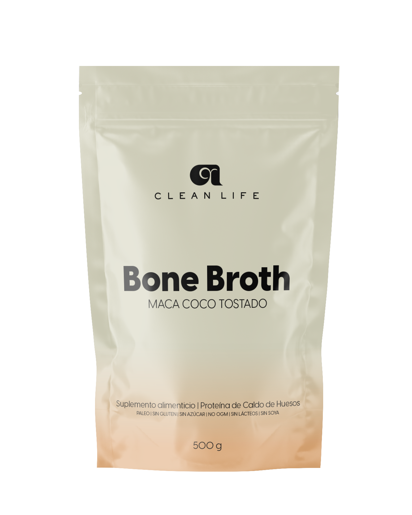 Proteína de Caldo de Huesos Keto y Paleo Clean Broth Maca Coco Tostado Sin Azúcar 500gr