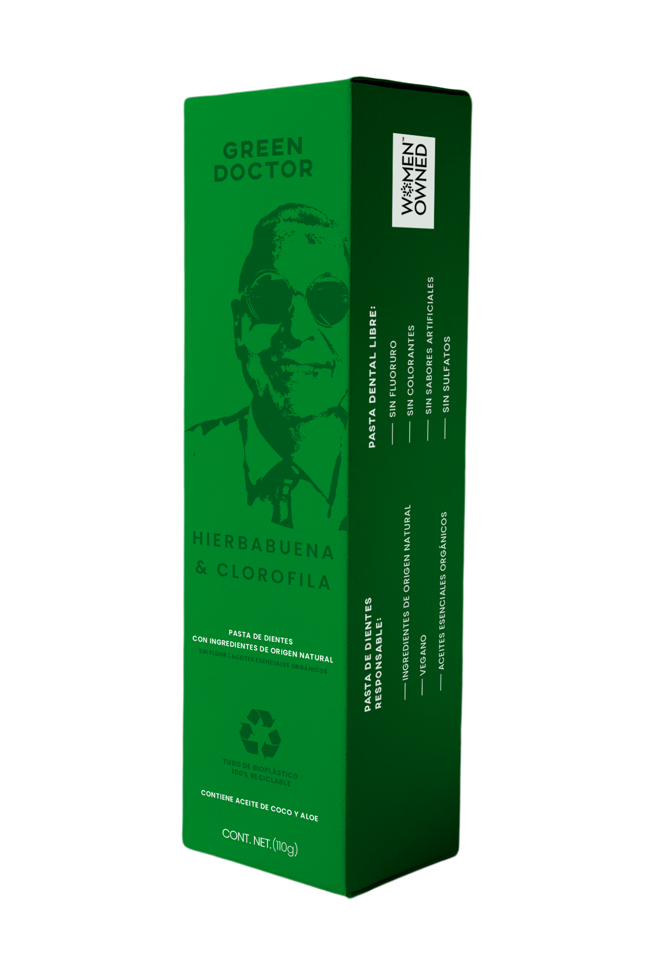 Pasta Dental Natural Detox Cuidado Integral Green Doctor Detox Hierbabuena y Clorofila Sin Flúor (110 g)
