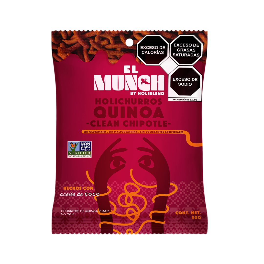 Churritos de Quinoa Horneados Holiblend  Hechos con Aceite de Coco Sabor Chipotle (80g)
