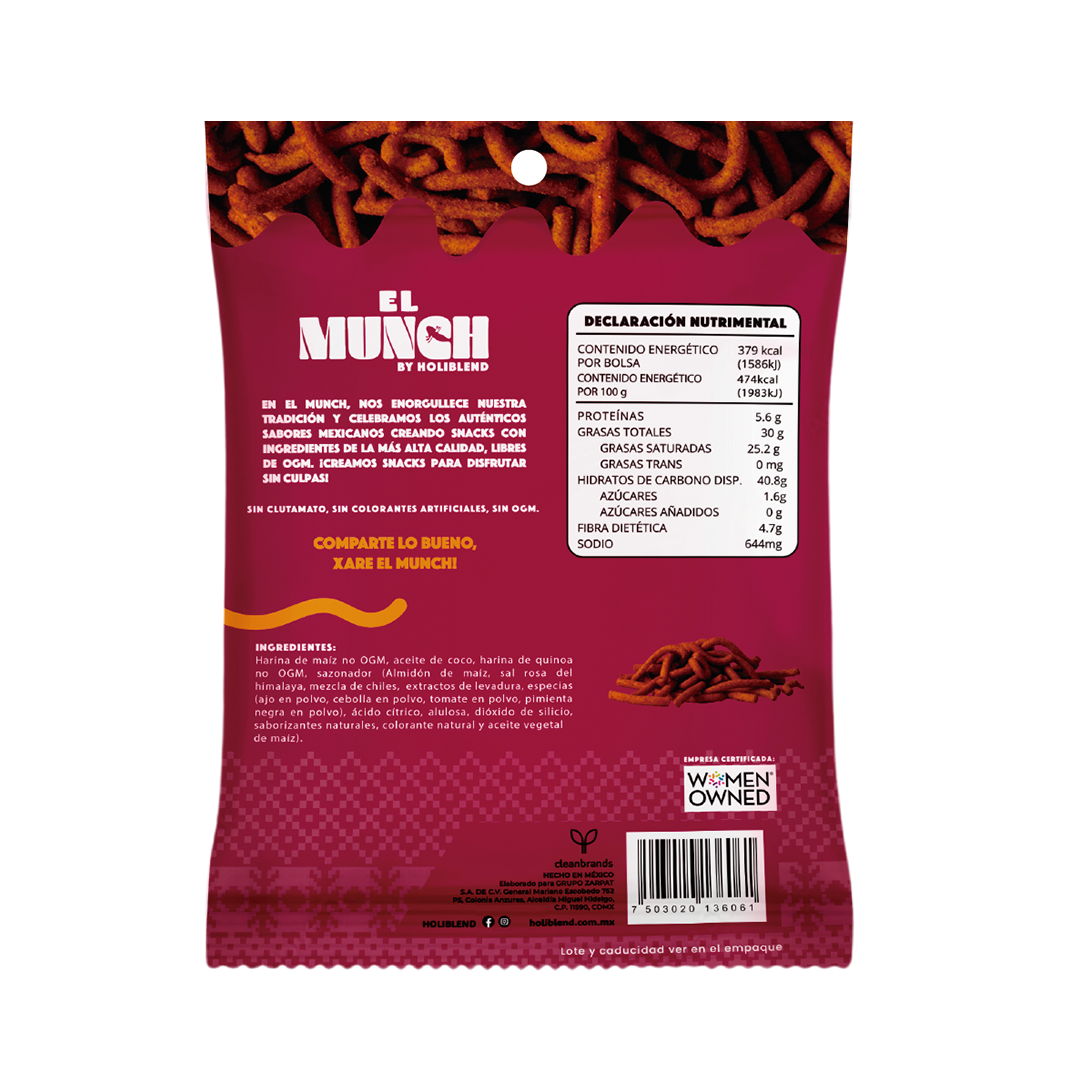Churritos de Quinoa Horneados Holiblend  Hechos con Aceite de Coco Sabor Chipotle (80g)