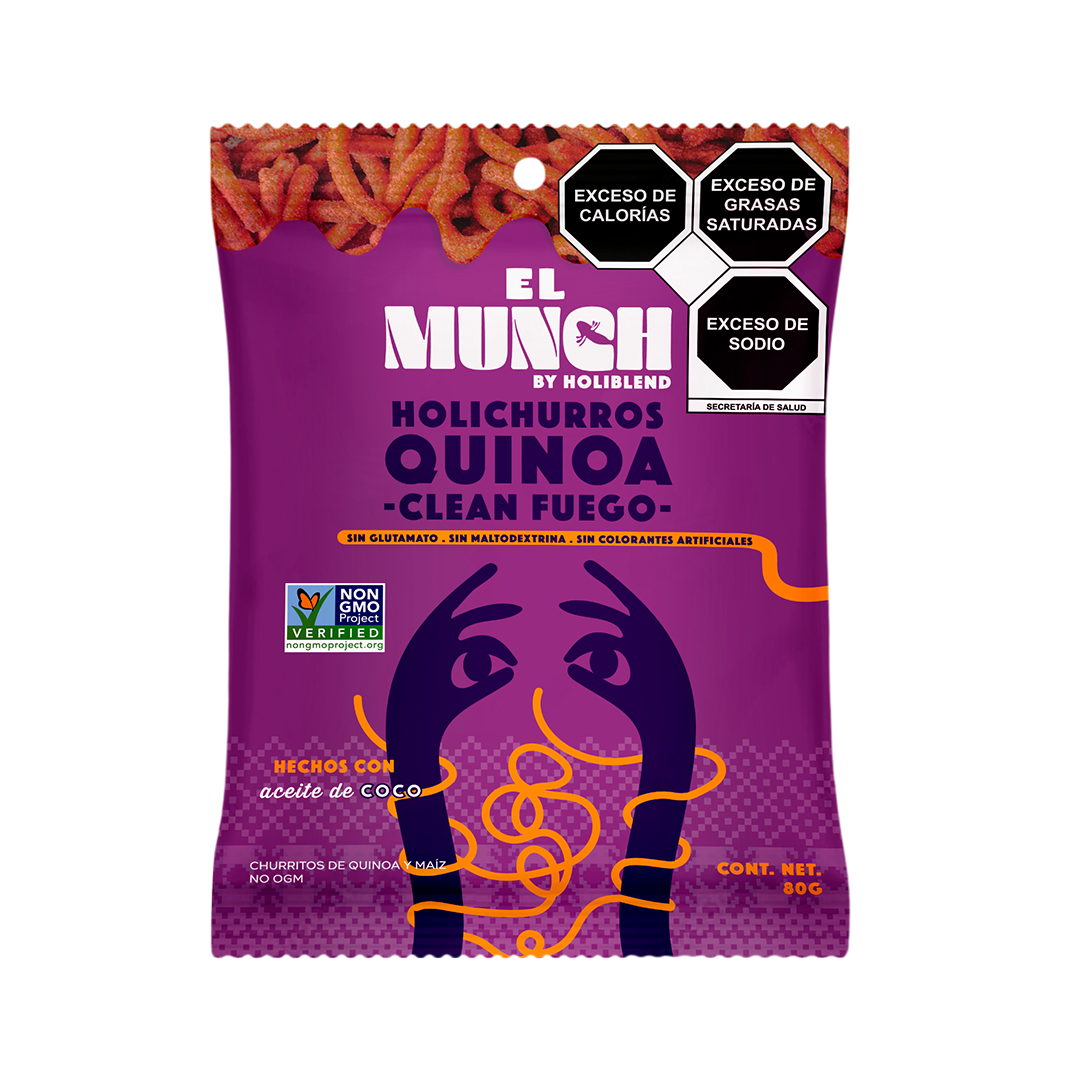 Churritos de Quinoa Horneados Holiblend Clean Fuego Hechos con Aceite de Coco 80g