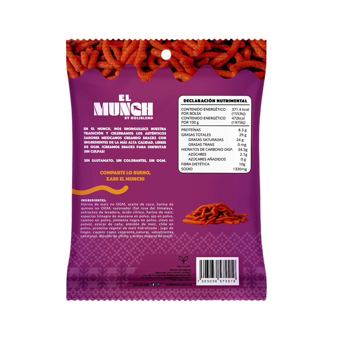 Churritos de Quinoa Horneados Holiblend Clean Fuego Hechos con Aceite de Coco (80g)