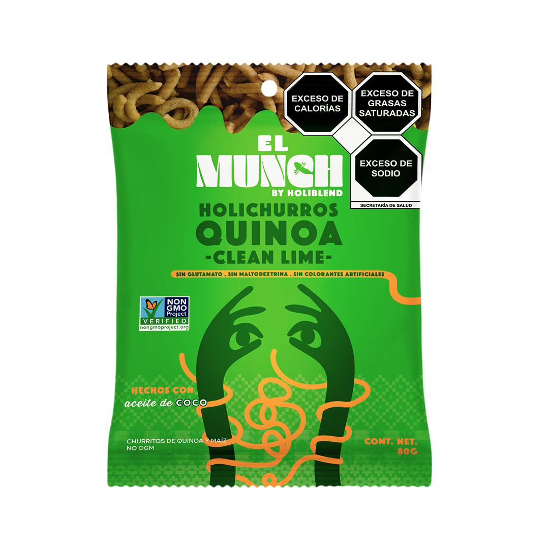 Churritos de Quinoa Horneados Holiblend Clean Limón Hechos con Aceite de Coco (80g)