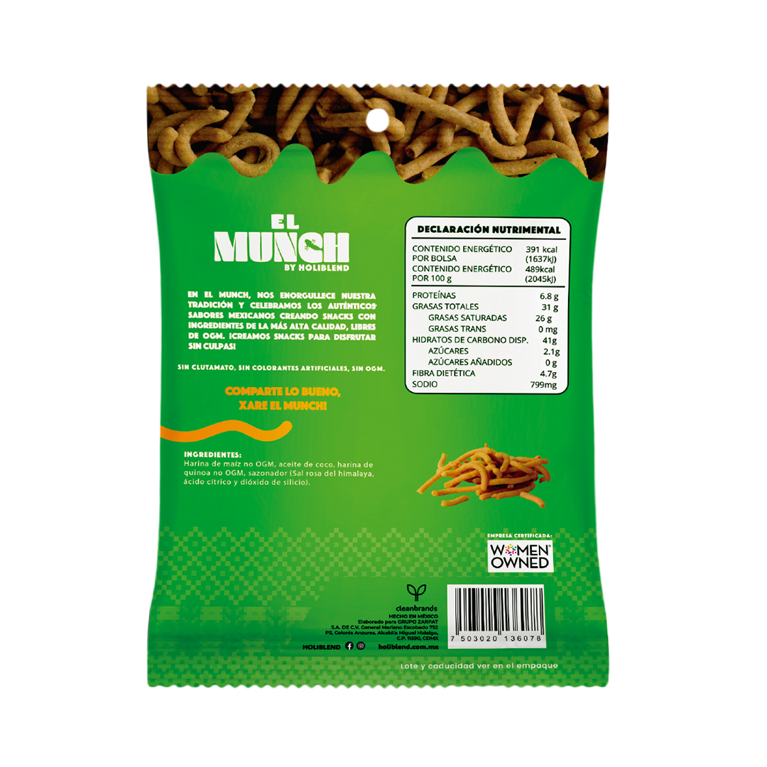 Churritos de Quinoa Horneados Holiblend Clean Limón Hechos con Aceite de Coco (80g)