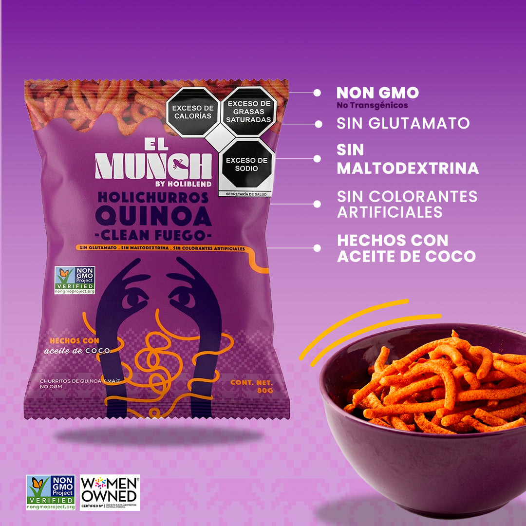 Churritos de Quinoa Horneados Holiblend Clean Fuego Hechos con Aceite de Coco (200g)