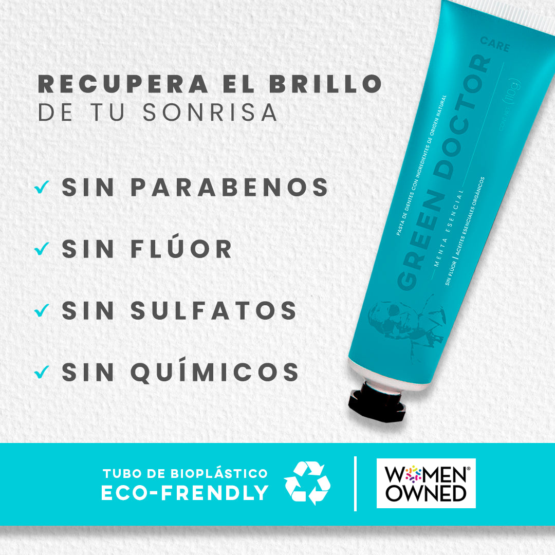 Kit Dental Natural Green Doctor Pastas y Enjuague Bucal – Con Aceites Orgánicos, Sin Flúor ni Parabenos para Dientes Sensibles (3 Pastas de 110 g y 2 Enjuagues de 250 ml)