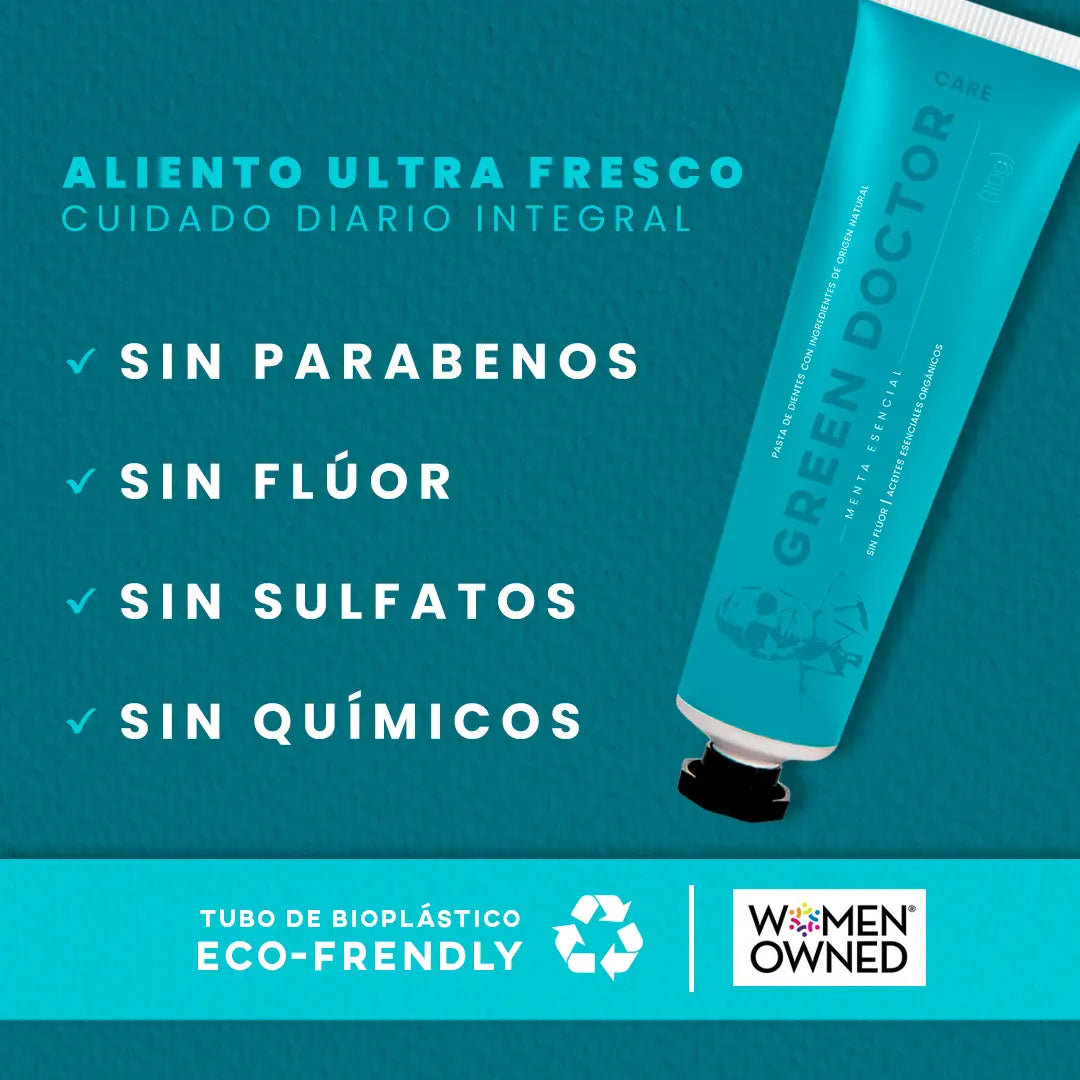Pasta de Dientes Cuidado Diario Integral Green Doctor Care Menta Esencial Sin Fluor 110g