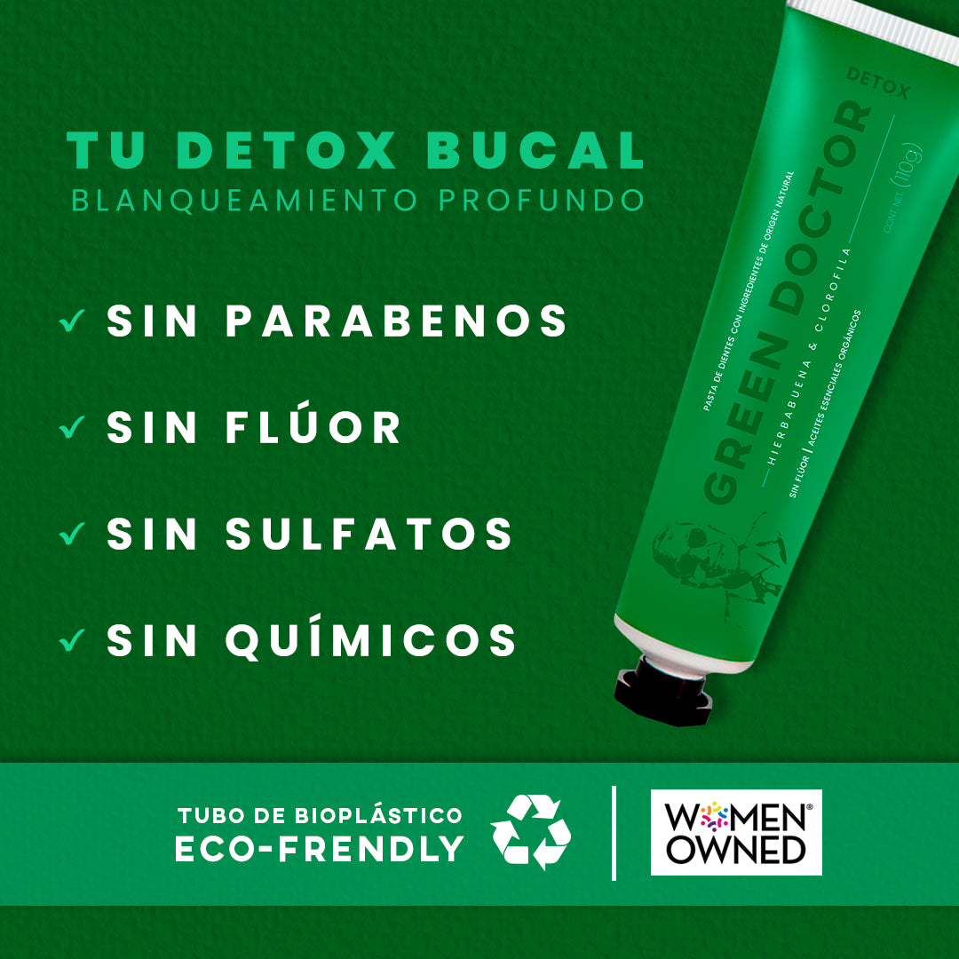 Pasta Dental Natural Green Doctor Hierbabuena y Clorofila – Con Aceites Orgánicos, Sin Flúor ni Parabenos para Dientes Sensibles (Paquete de 3 de 110 g)