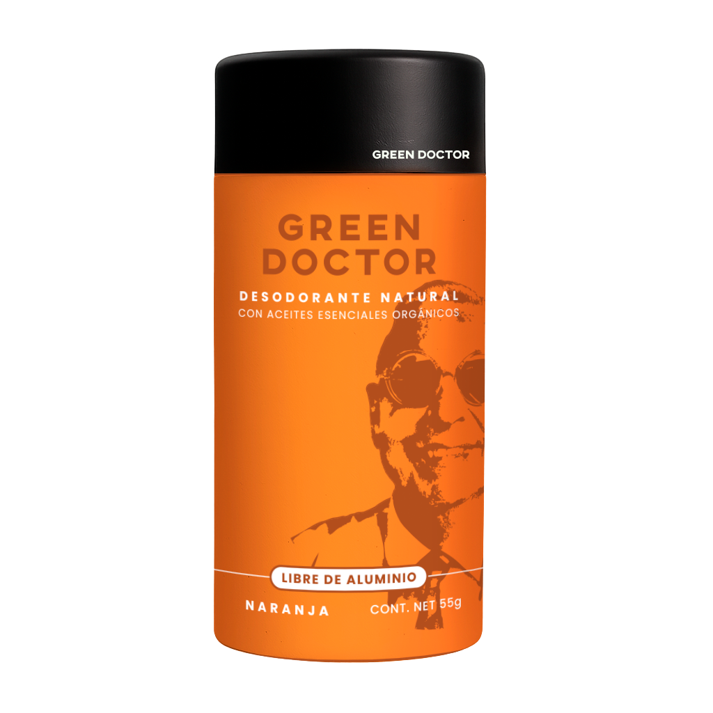 Desodorante Natural de Larga Duración Green Doctor Naranja con Aceites Esenciales Orgánicos Sin Aluminio (55 g)