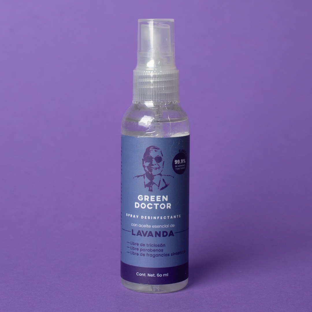 Spray Desinfectante para Manos de Uso Continuo Green Doctor Lavanda.Elimina 99.9% de Bacterias 50 ml