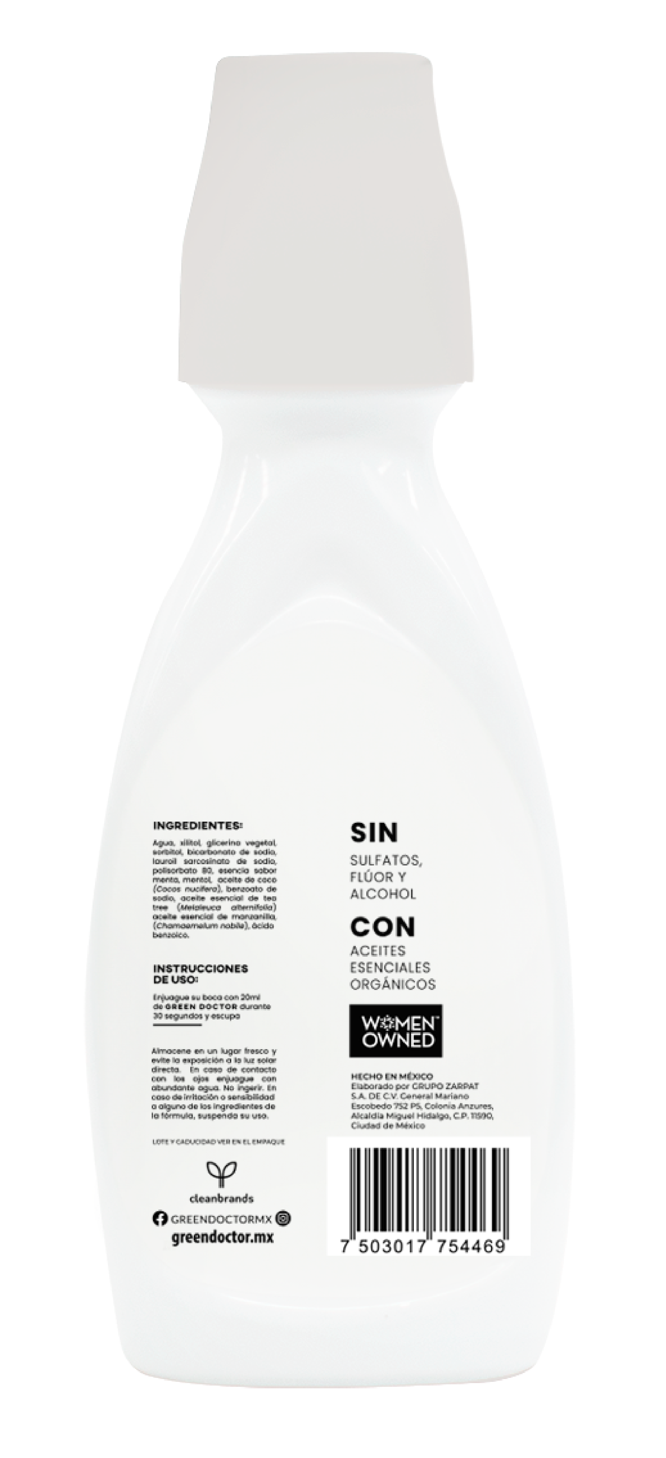 Enjuague Bucal Menta Green Doctor Tea Tree  Natural Sin Alcohol y Sin Sulfatos 250ml
