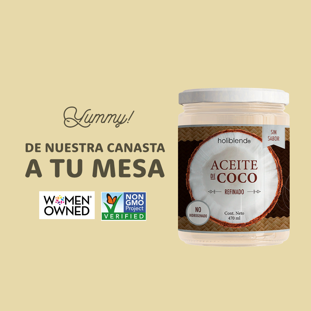 Aceite de Coco para Cocinar de Sabor Neutro Holiblend 100% orgánoico y Sin Sabor a Coco 470ml