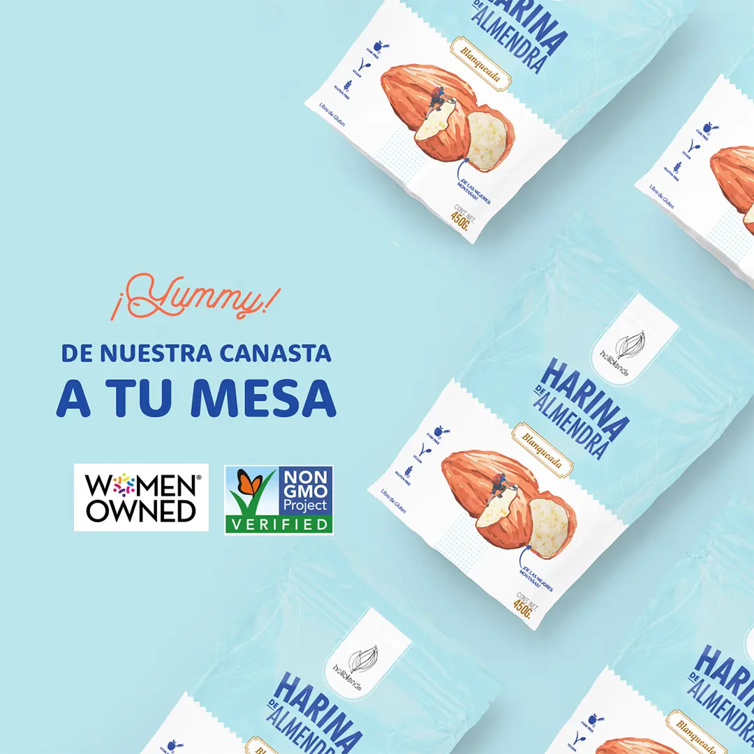 Harina de Almendra para Hornear Sin Gluten Holbilend  NON GMO y Vegana (450g)