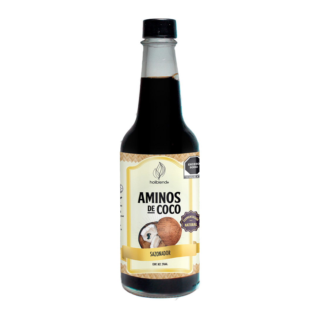 Sustituto de Salsa de Soya Bajo en Sodio Holiblend Aminos de Coco Sin Gluten 296ml