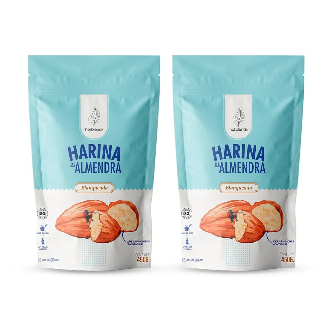 Harina de Almendras Holiblend Sin Gluten y Vegana – Certificada Non-GMO (Paquete de 2 de 450 g)