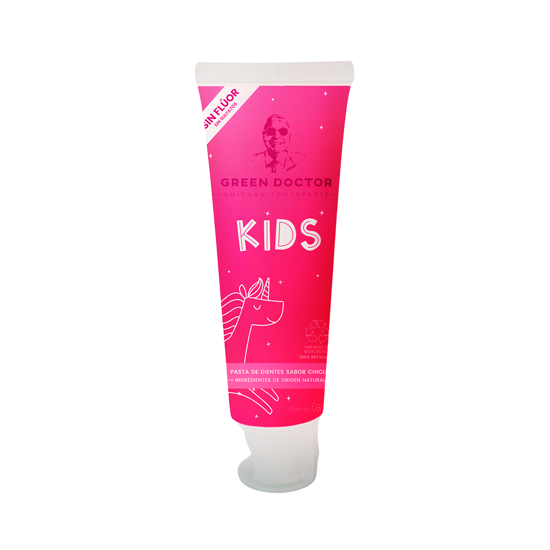 Pasta Dental para Niños Protección de Esmalte Green Doctor Unicorn Kids Chicle Sin Flúor 85gr