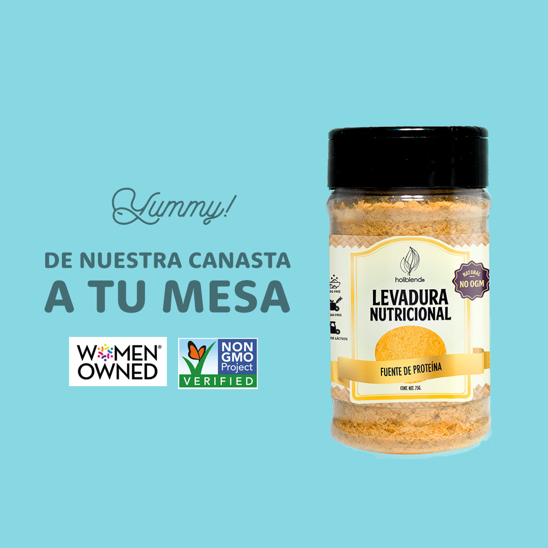 Levadura Nutricional Orgánica Holiblend – Alternativa Vegana al Queso Sin Gluten para Cocinar (Paquete de 2 Frascos de 75 g)