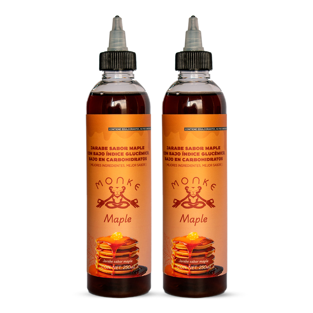 Jarabe de Maple Sin Azúcar MONKE con Fruta del Monje – Endulzante 100% Natural Cero Calorías (Paquete de 2 de 250 ml)