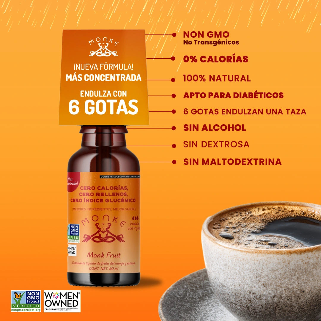 Endulzante Líquido Apto para Diabáticos Monke Monk Fruit Non GMO No Transgénicos (150ml)
