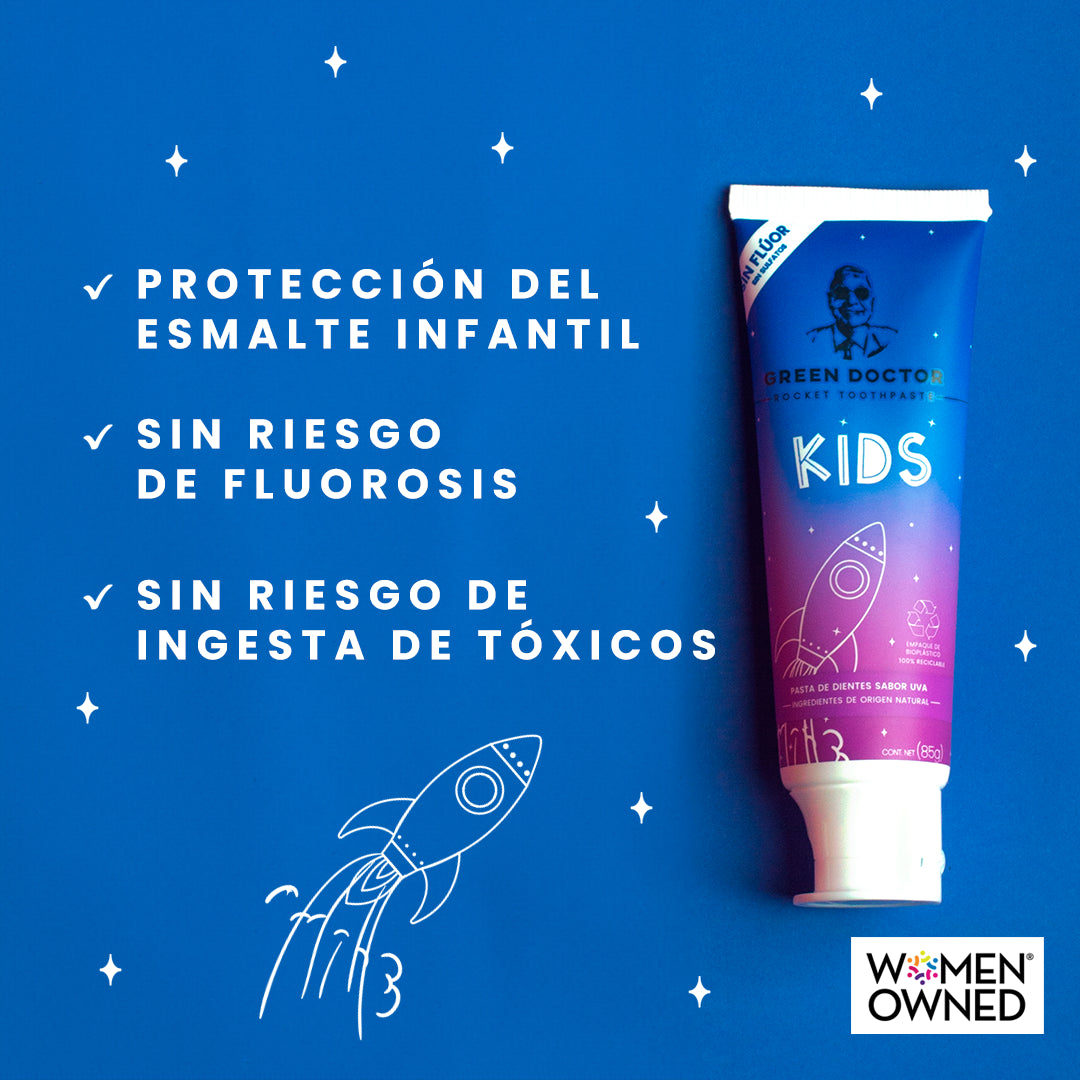 Pasta Dental para Niños Protección de Esmalte Green Doctor Unicorn Kids Uva Sin Flúor (85 g)