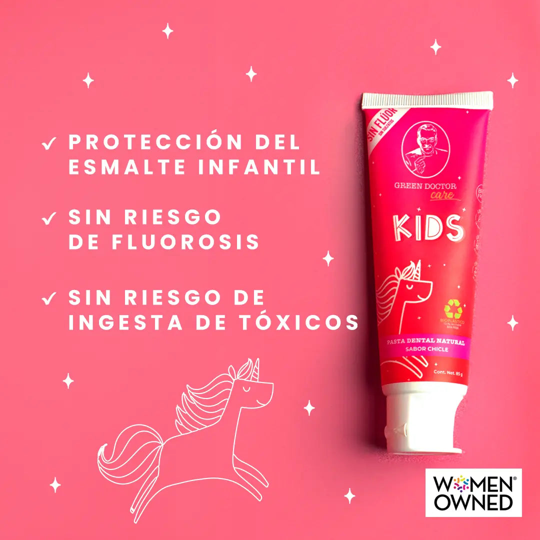 Pasta Dental para Niños Protección de Esmalte Green Doctor Unicorn Kids Chicle Sin Flúor (85 g)