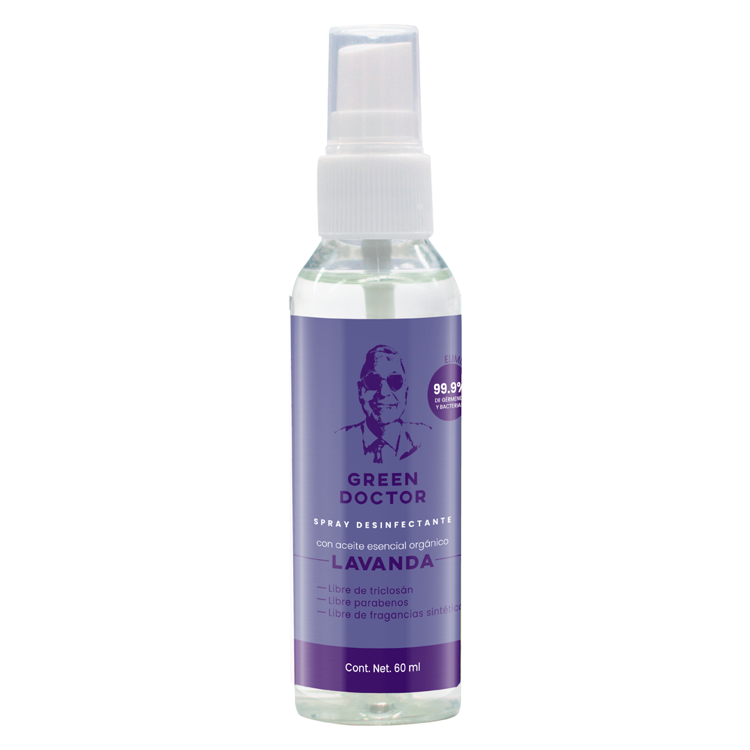 Spray Desinfectante para Manos de Uso Continuo Green Doctor Lavanda.Elimina 99.9% de Bacterias 50 ml