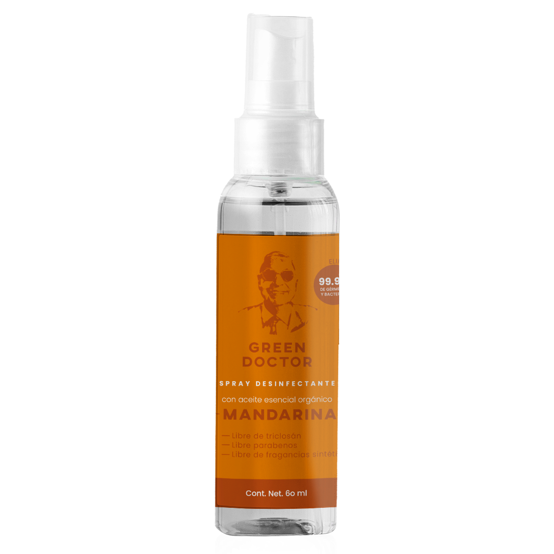 Spray Desinfectante para Manos Natural de Uso Continuo Green Doctor Naranja  Elimina 99.9% de Bacterias 50 ml