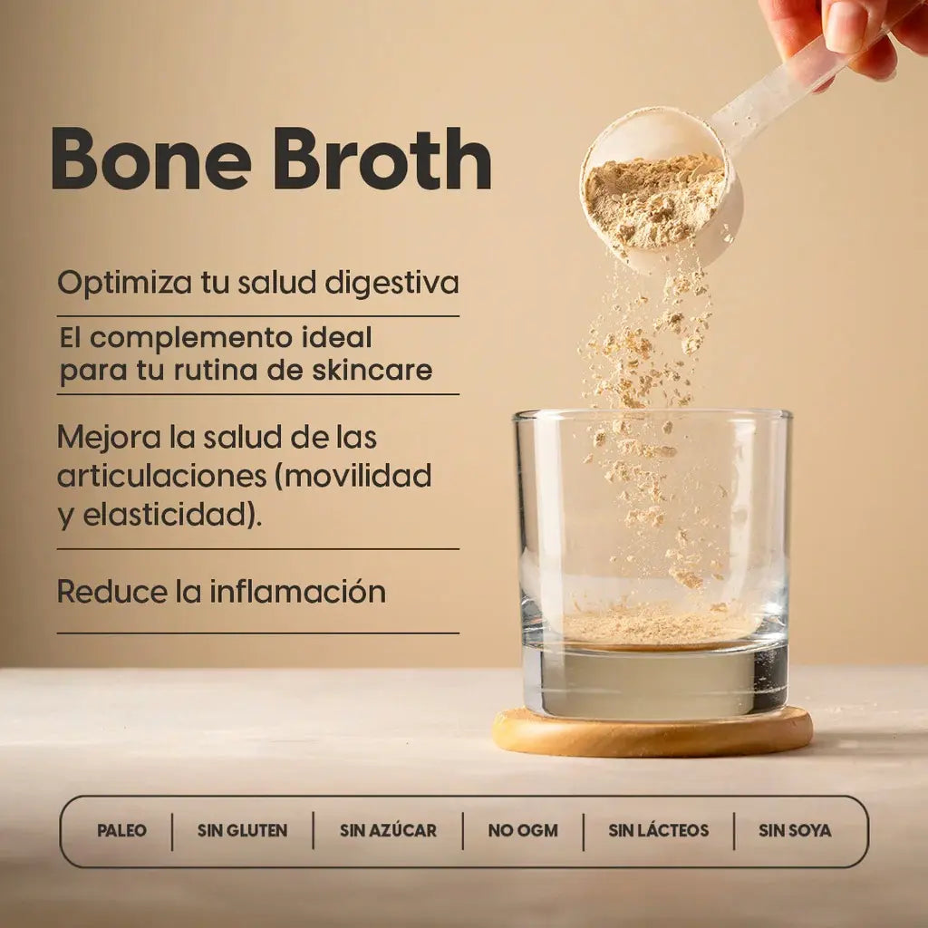 Proteína de Caldo de Huesos con Colágeno ideal para tu Skin Care Bone Broth Matcha Vainilla Sin Azúcar (500 g)