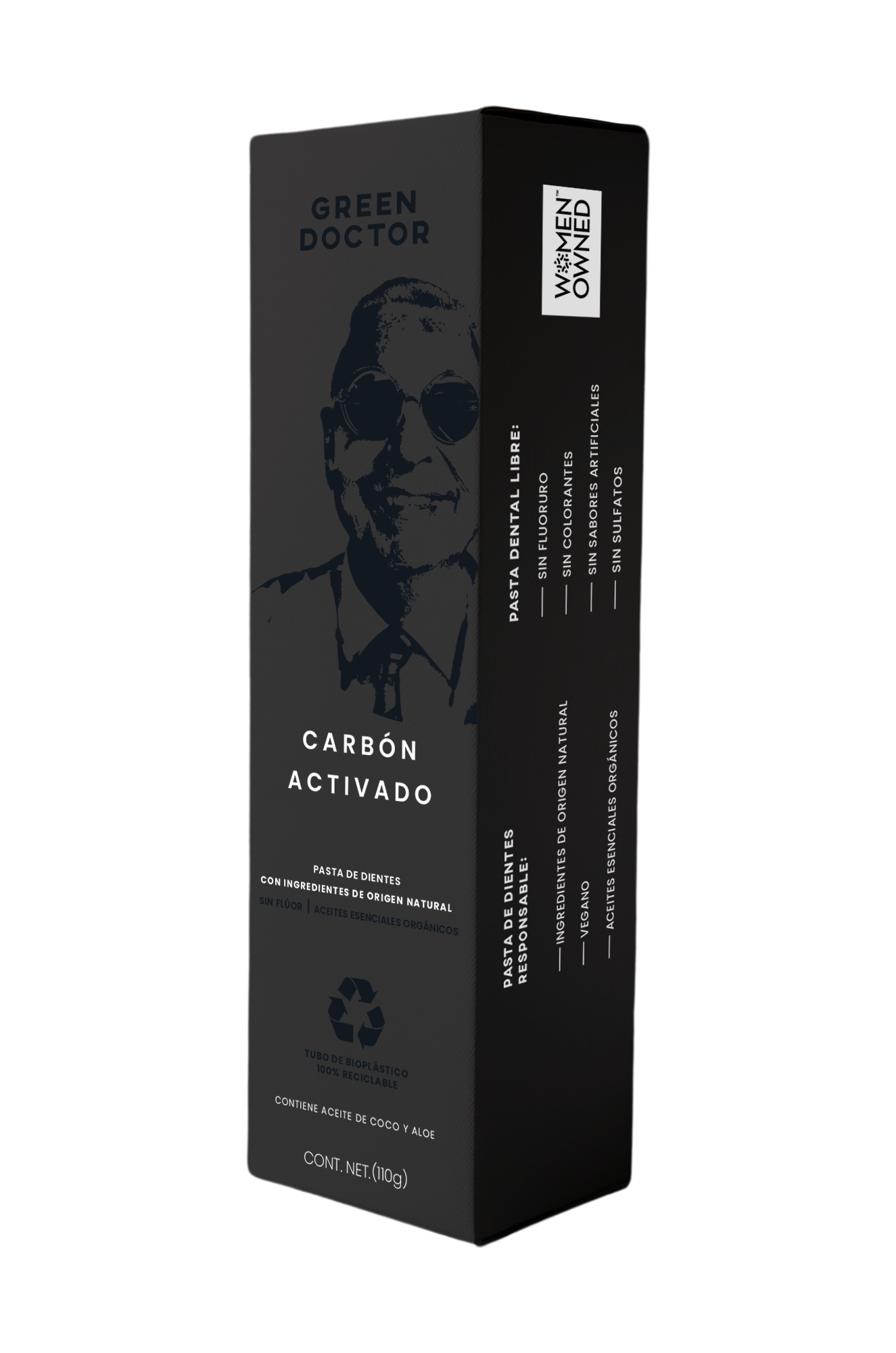 Pasta Denta Whitel Blanqueamiento Natural Green Doctor Carbón Activado Sin Flúor 110gr