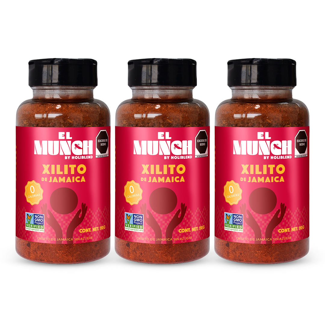 Chile en Polvo de Jamaica Natural Xilito Holiblend – Sabor Dulce, Picante Sin Azúcar y NON GMO (Paquete de 3 de 110 g)