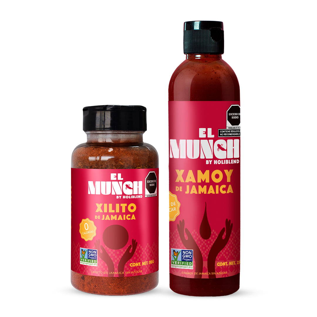 Paquete de Chamoy y Chilito de Jamaica El Munch Sin Azúcar – Botana Saludable Dulce y Picante (Paquete de 2)