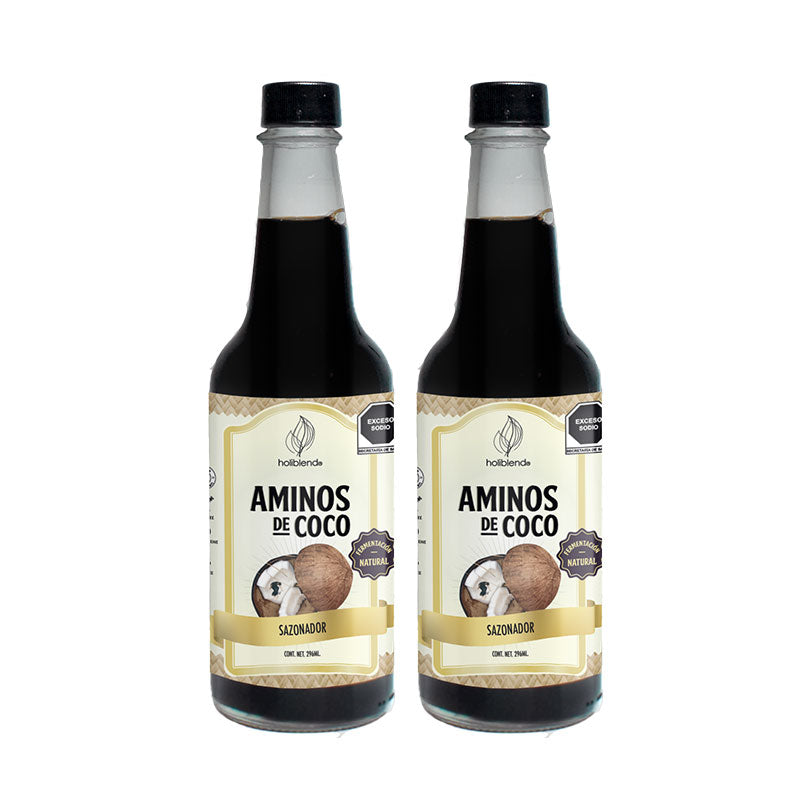 Sustituto de Salsa de Soya Bajo en Sodio Holiblend Aminos de Coco Sin Gluten (Paquete de 2 de 296ml)