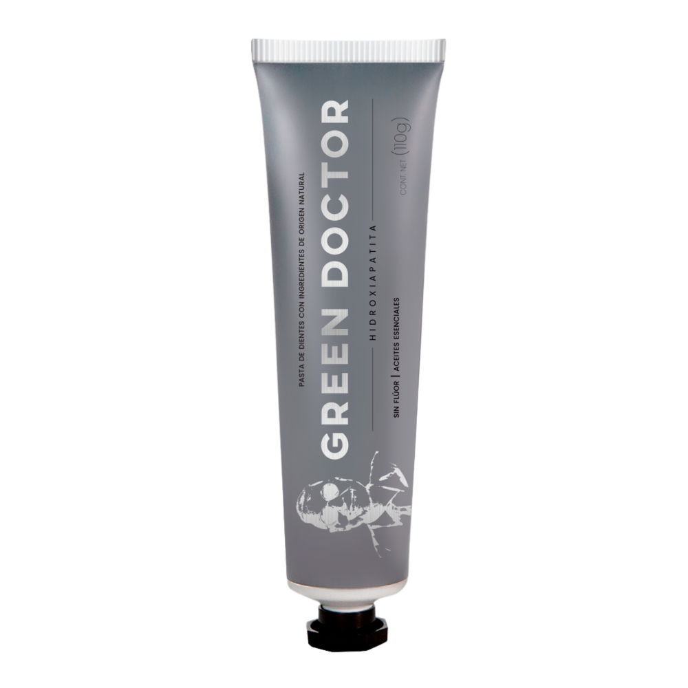 Pasta Dental para Brillo Natural con Hidroxiapatita Green Doctor Remineralizante y Libre de Flúor 110gr