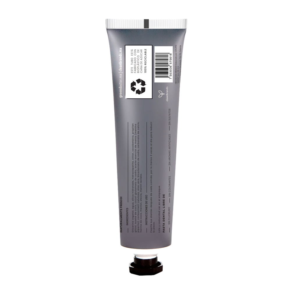 Pasta Dental para Brillo Natural con Hidroxiapatita Green Doctor Remineralizante y Libre de Flúor 110gr