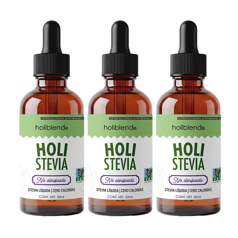 Endulzante Líquido Stevia 100% Pura Hoiblend  Natural Sin Azúcar (Paquete de 3 de 50ml)